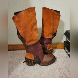 EUC A.S.98 Salvador Brown and Orange Knee-High Boots 39